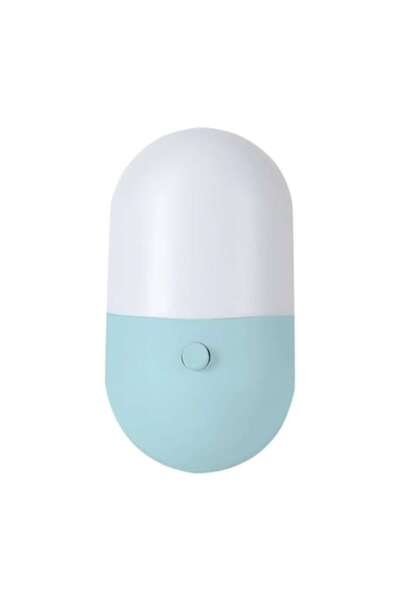 Dali Lampă de noapte pentru copii, priză, buton pornit/oprit, model oval, plastic, albastru