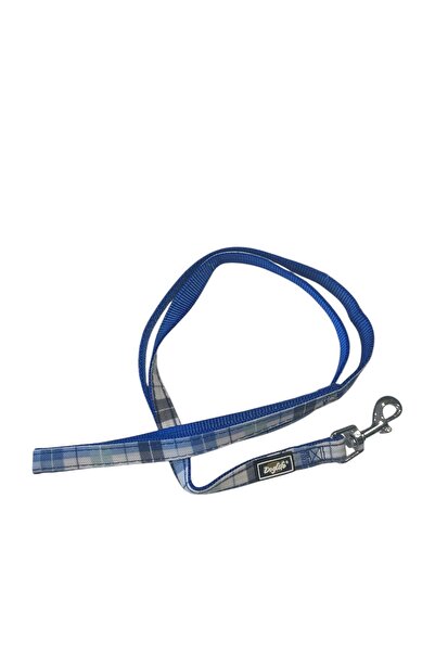 Doglife Navy Blue Plaid Dog Walking Collar 1.5 cm X 120 cm