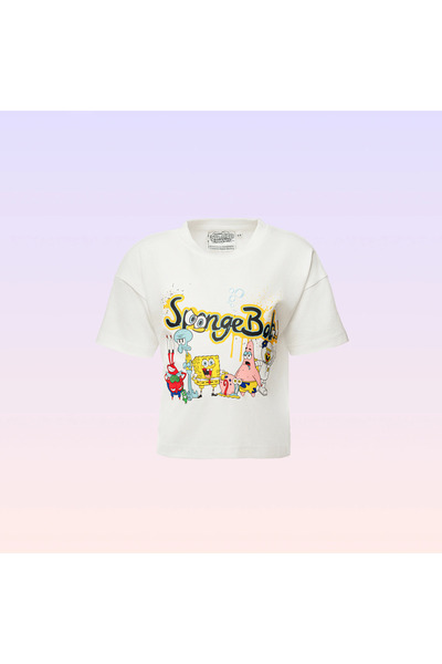 NİCKELODEON Sünger Bob Kare Pantolon ve Arkadaşları Baskılı Bisiklet Yaka Bey...