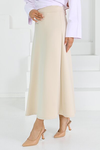 TOFİSA Puff Scuba Bell Skirt Cream - 27615