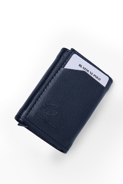 Herlin polo Women's Wallet Navy Blue Vegan Leather Rfid Protected Automatic Card Holder with Coin Compartment