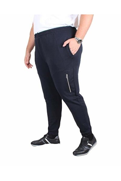 Starbattal Large Size Classic Sweatpants with Vertical Zipper 25501 Navy Blue