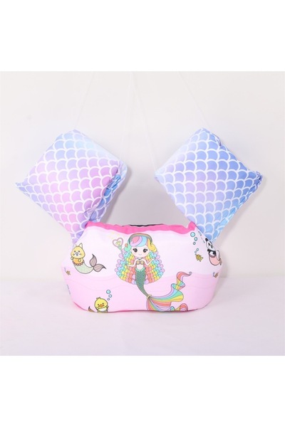 Dali Inflatable Life Vest for Kids, Adjustable Strap, 14-23 kg, Ages 2-6, Mermaid Design, Pink