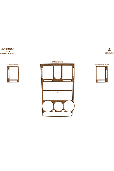 Marscockpitdesign هيونداي جيتز وحدة التحكم-توبوردو 2002-2005 4 قطع
