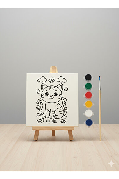 Hobiuniverse Çocuklar İçin Minik Dostlarımız Tuval Boyama Seti | Kendin Yap Hayvan Resim Kiti