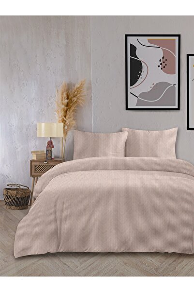 Evim Cool Natural 100% Cotton Akfil Zeria Red Yarn Dyed Duvet Cover Set Double Size - 200X220 cm