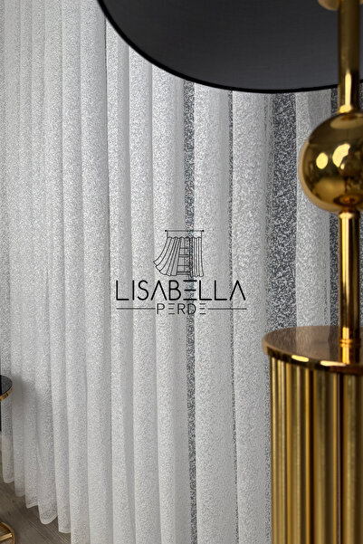 LisabellaHome Kumsal (1X3 Pile Stitched) Modern Sand Pattern Textured Tulle Curtain