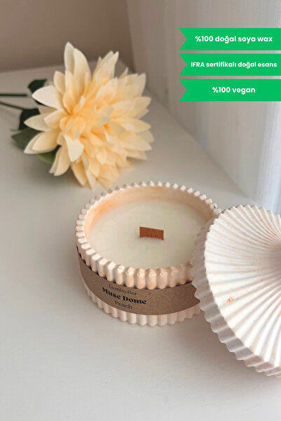 Peach Scented Decorative Soy Candle with Lid – 100% Soy Wax | Natural Candle