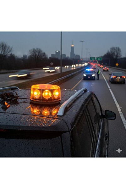 Space 12V Mıknatıslı Yuvarlak Kırmızı Mavi Tepe Lambası (Cree Led) Premium