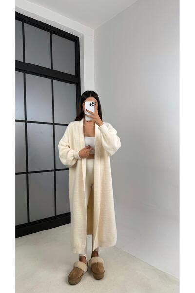 Gaus Ecru Long Oversize Knit Cardigan Gaus-00157