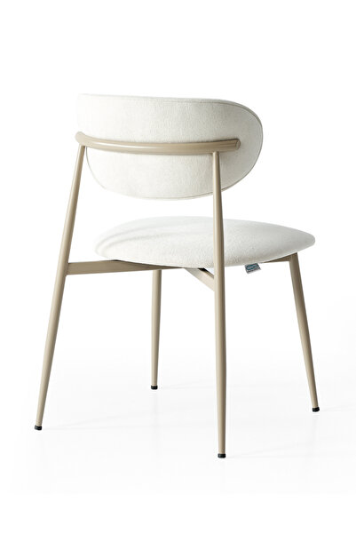 DENGEMA Laila S80 Sandalye – Krem Kumaş, Kapuçino Metal Ayak