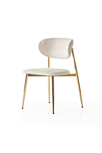 DENGEMA Laila S80 Sandalye – Krem Kumaş, Gold Metal Ayak