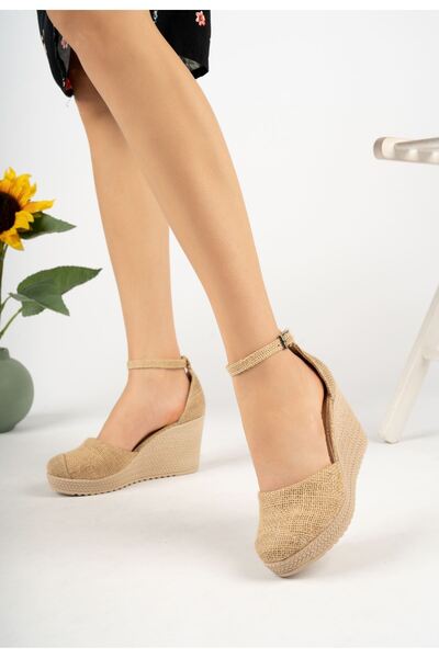 İrem Ayakkabı Wedge Heel Straw Detailed Karnıyarık Shoes
