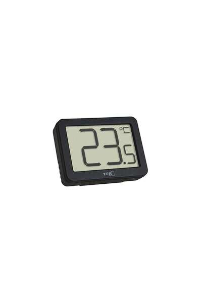 TFA Digital Room Thermometer with Magnetic Stand, Black, 30.1065.01