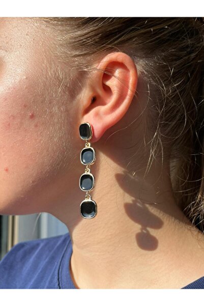 Candy Gold Frame - Enamel Gold Plated Dangle Square Earrings