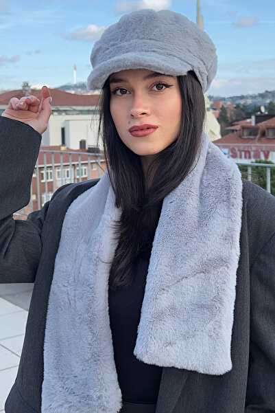 Mavelle Women's Gray Captain Hat |   Hat and Scarf Set of 2 |   Trend Winter Set