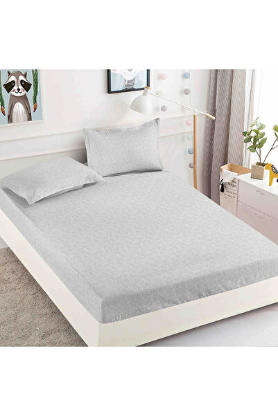 JOJO HOME Elasticated Duvet Cover and Pillowcases in Finet 180x200cm, Grey with Pattern