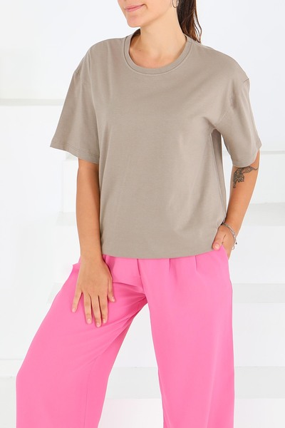 TOFİSA Short Sleeve T-Shirt Mink - 27346