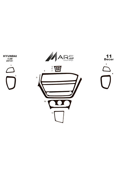 Marscockpitdesign Hyundai I 20 Dashboard/Console Covering 11 Pieces 2014