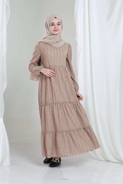 Giyinse فستان ميريا للفتيات باللون البني - فستان محتشم