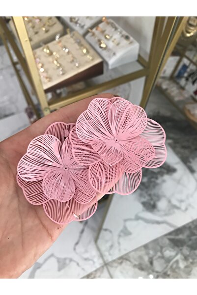 the ASEL İNCİ أقراط معدنية على شكل زهرة مخططة