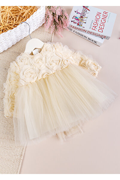 Babymod Stylish Birthday Special Occasion Baby Girl/Child Dress with Bow and Rose Tulle Detail