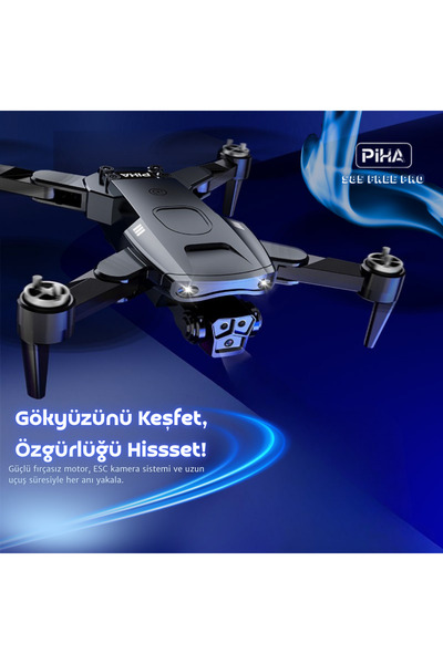 piha S85 Free Pro – 2 Batarya, 40 Dakika Uçuş, 1080P Çift ESC Kamera, Fırçasız Motorlu Drone