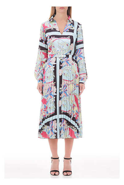 Liu Jo Kadın Gömlek Yaka Rahat Kesim Turkuaz Elbise WA2394T5958-S9558