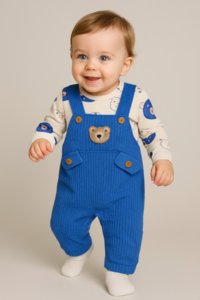 mini kanka Erkek Bebek %100 Pamuklu Ayıcık Nakışlı Ayıcık Temalı Bebek Tulum ...