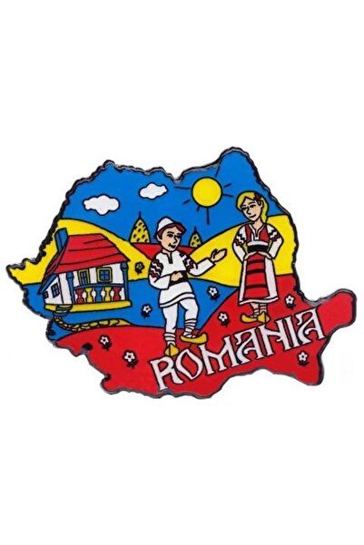 Magnetella Souvenirs Magnet de frigider - Romania Harta desen popular M
