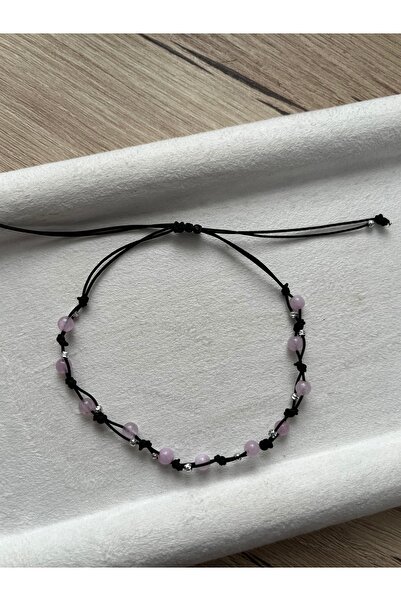 Pel Design Minimal Kunzite Stone Black Cord Adjustable Bracelet & Anklet