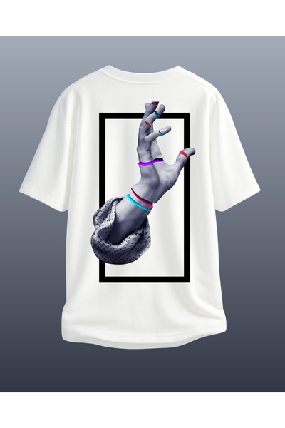 CATHECAT White Special Design Printed Oversize Unisex Tshirt