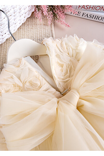 Babymod Stylish Birthday Special Occasion Baby Girl/Child Dress with Bow and Rose Tulle Detail