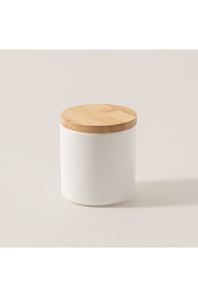 Dallaty 3 Pcs White Chalk Storage Jars With Bamboo Lid