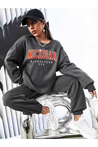 NoVibe Σετ φούτερ 'b-size' Michigan Design Oversize