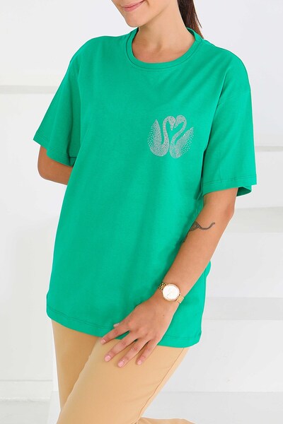 TOFİSA Μπλουζάκι με στάμπα και κοντά μανίκια πράσινο - 27570