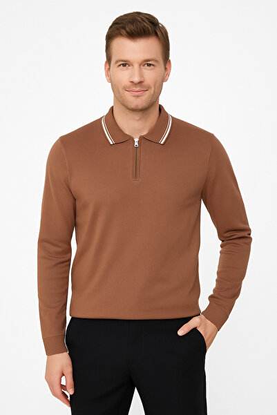 ModaPlaza Ανδρικό πουλόβερ με φερμουάρ με λαιμόκοψη 1036