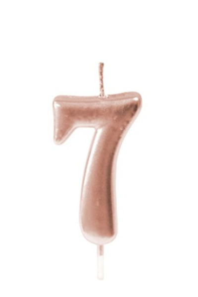 Share the Love شمعة الرقم سبعة - ذهبي وردي