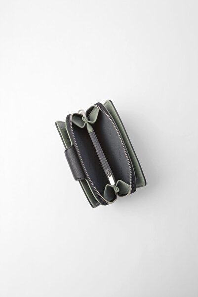 CENGİZ PAKEL Orta Boy Çıt Çıt Detaylı Kadın Cüzdan/Portföy - 65300 - Siyah/Yeşil