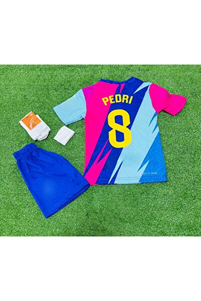 Forma B'arcelona Pedri 8 Numaralı Renkli Yeni Sezon Çocuk Forması 4'lü Set