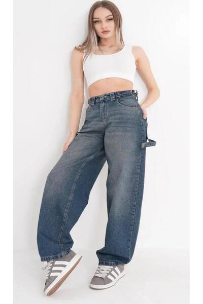 SHEVANE YENİ SEZON//KADIN//YÜKSEK BEL//BAGGY//YAN TOKALI//APOLETLİ//KOT PANTOLON