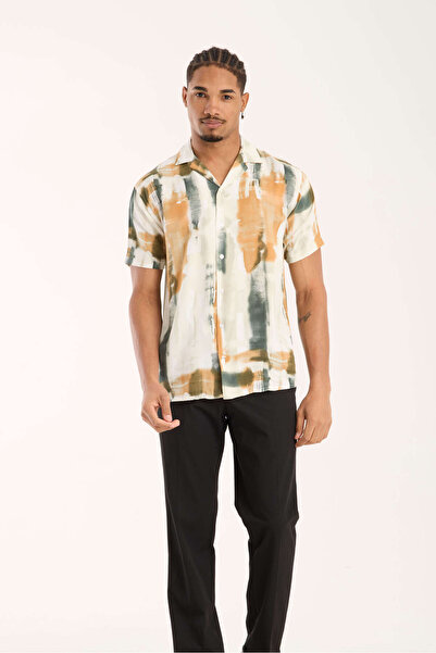 İLKCET MODA Ανδρικό πουκάμισο oversize με χρωματιστό σχέδιο