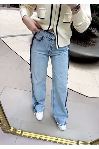 missswans Shayla High Waist Wide Leg Premium Quality Jeans Acid Blue