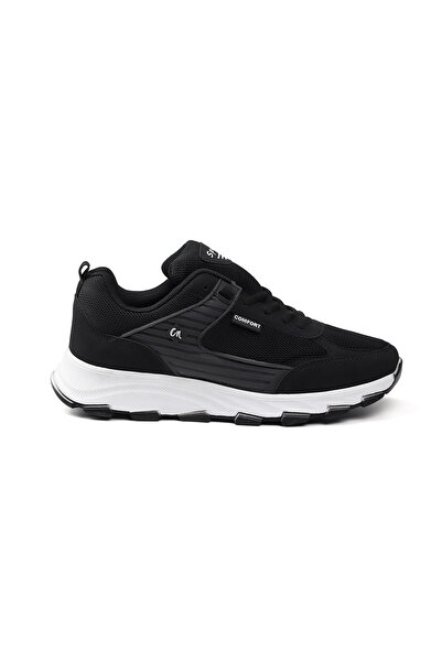 KAJILA Erkek Siyah Spor Ayakkabı Rahat Yürüyüş Koşu Günlük Sneaker Bağcıklı Hafif Taban