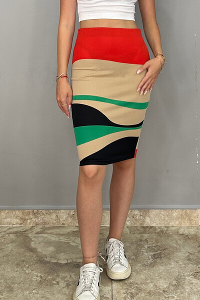 Tam Moda Women's Pencil Skirt Patterned Fabric