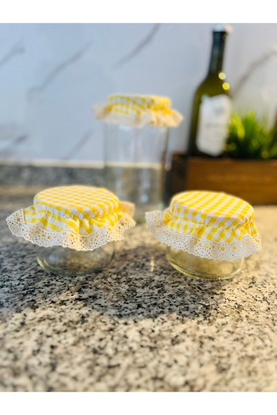 eyma home غطاء برطمان منقوش باللون الأصفر (6 قطع)