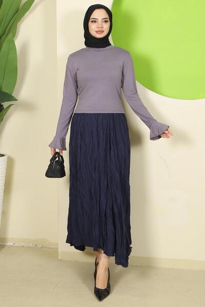 hafsamina Cuffed Flounce Crew Neck Body Gray Hm2818