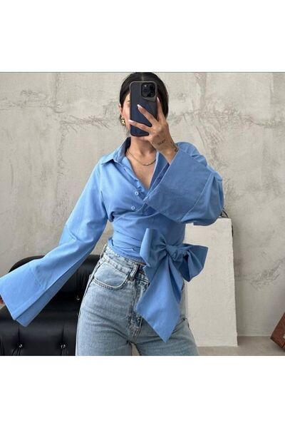 Sima Butik KADIN BUZ MAVİSİ GÖMLEK
