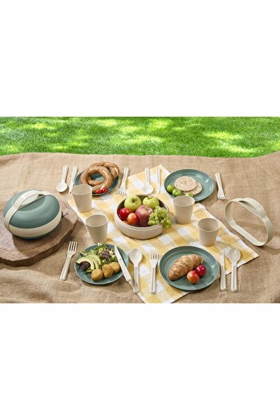 Okyanus Home 21 Parça Pratik Ufo Piknik Seti Yeşil-Krem