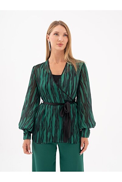 SERPİL Kruvaze Yaka Belden Bağlamalı Bluz 39186